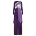 thumbnail image 1 of Xnihocha Women's Liturgical Praise Dance Outfit Long Sleeve Irregular Maxi Tunic Dress with Pants Purple XL, 1 of 7