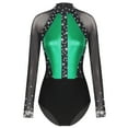 thumbnail image 1 of Xnihocha Women's Shiny Rhinestone Gymnastics Dance Leotard Long Sleeve Rhythmic Gymnastics Bodysuit Green M, 1 of 7