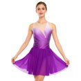 thumbnail image 1 of Xnihocha Womens Ice Skating Dress Rhinestone Mesh Sleeveless Dresses Ballet Lyrical Dance Dress Purple Red S, 1 of 6