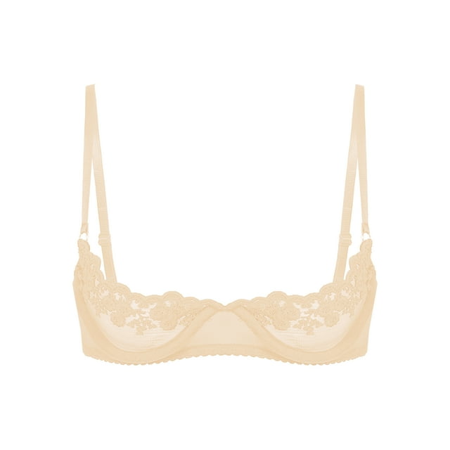 Xnihocha Womens Sexy See Through Sheer Lace 1/4 Cup Bra Exposed Breast