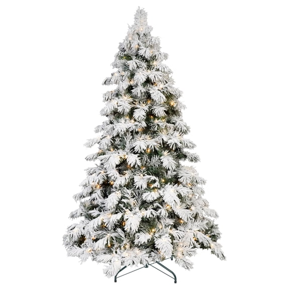 Xntwite 7ft Flocked Artificial Christmas Tree with 890 Tips, Fireproof PVC
