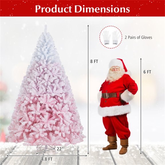 Xntwite 8 Ft Flocked Artificial Christmas Tree with 1774 Tips, Fireproof PVC