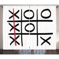 thumbnail image 1 of Ambesonne Xo Curtains 2 Panel Set, Popular Game Theme Pattern, 108" x 108", Vermilion Black White, 1 of 2