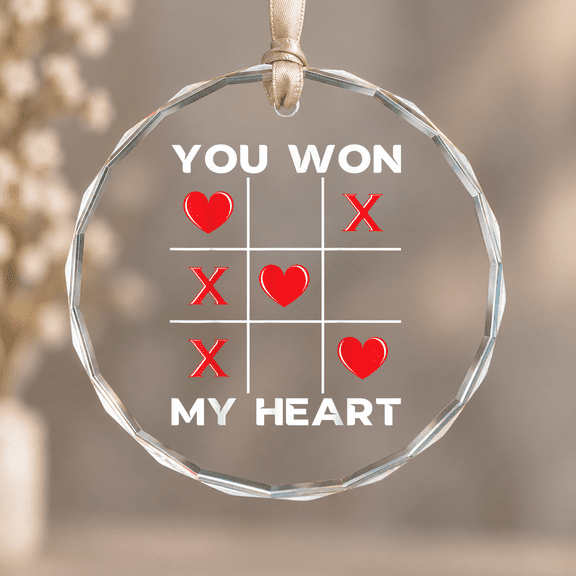Xo Cute Valentine Hearts Couples Valentine's Day Christmas Ornament, Holiday Keepsake Gift, Circle Glass Ornament