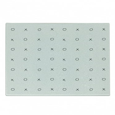 Xo Cutting Board, Hand Drawn Geometrical Pattern Classic Game Tic Tac Toe in Black and White Colors, Decorative Tempered Glass Cutting and Serving Board, Small Size, Black and White, by Ambesonne