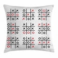 thumbnail image 1 of Xo Decor Throw Pillow Cushion Cover, Doodle Style Tic Tac Toe Game Set Table with X and O Letters Artsy Design, Decorative Square Accent Pillow Case, 16 X 16 Inches, Black White Red, by Ambesonne, 1 of 2