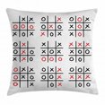 thumbnail image 1 of Xo Decor Throw Pillow Cushion Cover, Doodle Style Tic Tac Toe Game Set Table with X and O Letters Artsy Design, Decorative Square Accent Pillow Case, 24 X 24 Inches, Black White Red, by Ambesonne, 1 of 2