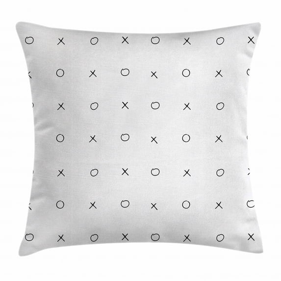Xo Decor Throw Pillow Cushion Cover, Hand Drawn Cross Zero Pattern Classic Game Tic Tac Toe in Black and White Colors, Decorative Square Accent Pillow Case, 20 X 20 Inches, Black White, by Ambesonne