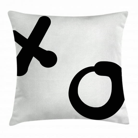 Xo Decor Throw Pillow Cushion Cover, Love and Friendship Expression Letters Symbolic Icons Simplistic Art Pattern, Decorative Square Accent Pillow Case, 18 X 18 Inches, Black White, by Ambesonne