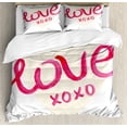 thumbnail image 1 of Xo Duvet Cover Set, Love Typography on a Heart with Kisses Letters Romantic Print, Decorative 3 Piece Bedding Set with 2 Pillow Shams, Queen Size, Dark Coral and Cream, by Ambesonne, 1 of 3