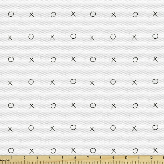 Ambesonne Geometric Fabric by the Yard Upholstery, Monochrome Colors Minimal, 3 Yards, White and Black