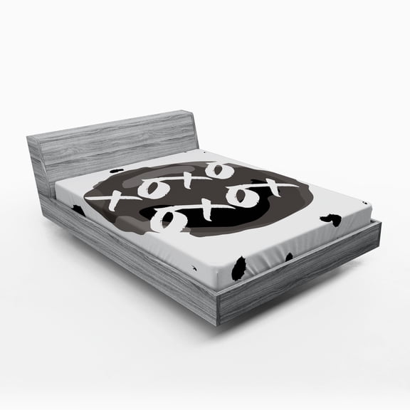 Ambesonne Xo Fitted Sheet, Formless Ink Drops Kiss Hug, Queen Size, Charcoal Grey Black