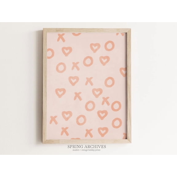 Xo Heart Pattern Wall Art, Pink Valentines Day Art Poster, Girls Bedroom, Minimal Galentines Home Decor, Unframed Poster Size 12x18 F03.1.14l2260