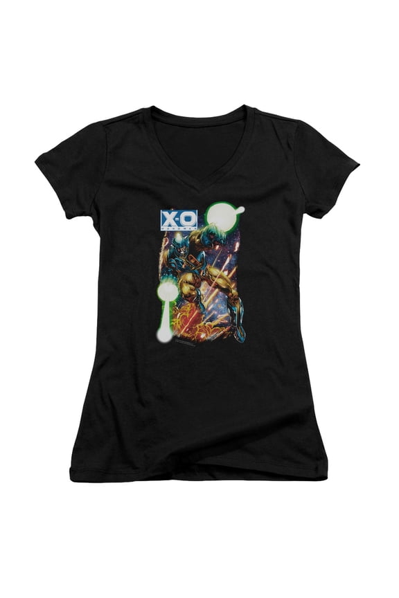 Xo Manowar - Vintage Xo - Juniors Cap Sleeve V-Neck Shirt - Medium