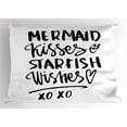 thumbnail image 1 of Xo Pillow Sham Mermaid Kisses Starfish Wishes Love Message Inspirational Quote Lifestyle Image, Decorative Standard King Size Printed Pillowcase, 36 X 20 Inches, Black and White, by Ambesonne, 1 of 2