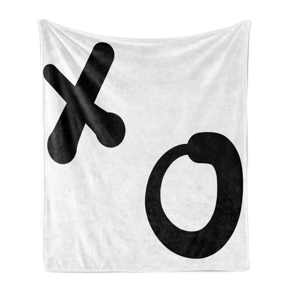 Xo Soft Flannel Fleece Throw Blanket, Love and Friendship Expression Letters Symbolic Simplistic Pattern, Cozy Plush for Indoor and Outdoor Use, 50" x 60", Black and White, by Ambesonne