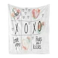 thumbnail image 1 of Xo Soft Flannel Fleece Throw Blanket, Love You Hugs Kisses Watercolor Splashes Heart Valentines Artwork, Cozy Plush for Indoor and Outdoor Use, 70" x 90", Mint Green White, by Ambesonne, 1 of 6