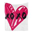 thumbnail image 1 of Xo Soft Flannel Fleece Throw Blanket, Lovers Heart with Kisses Sign Abstract Calligraphy Romance Couple Graphic, Cozy Plush for Indoor and Outdoor Use, 50" x 60", Pink and Black, by Ambesonne, 1 of 5