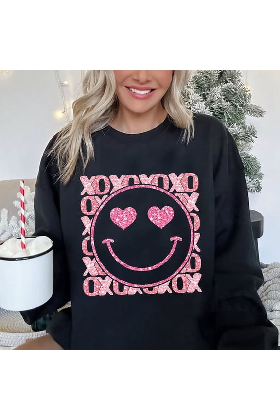 XoXo Smiley Face Sweatshirt, Valentine Gift for her