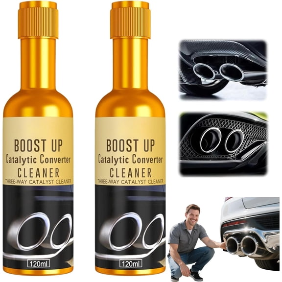 Xocfar 2PCS Catalytic Converter Cleaner Auto Engine, Boost Up Catalytic Convertor Cleaner, Fuel System Treatment Oil Additive for Gas and Diesel Car, Exhaust System Pipe Carbon Removal Cleaner