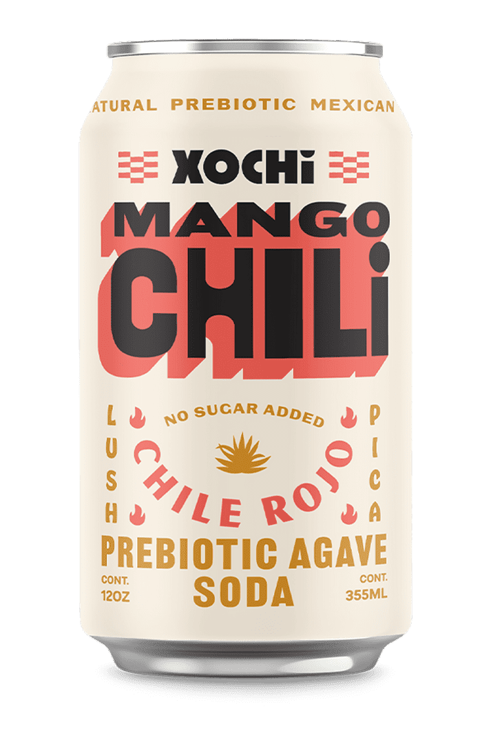 Xochi Sparkling Prebiotic Soda, Mango Chili, 12oz Cans, 12-Pack