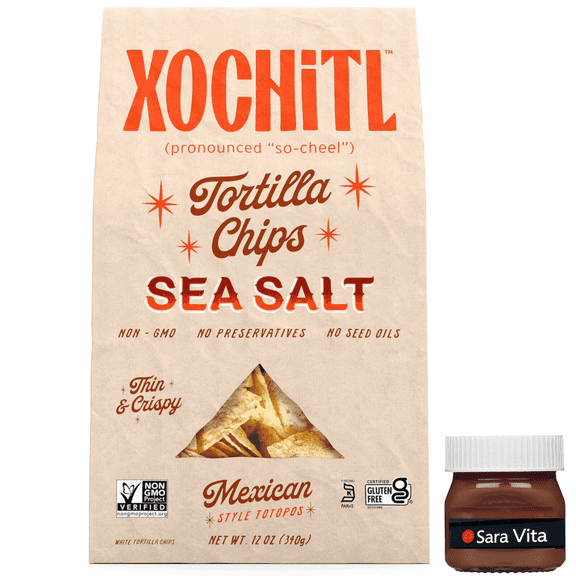 Xochitl Sea Salt White Corn Tortilla Chips, 12 oz Paper Bag