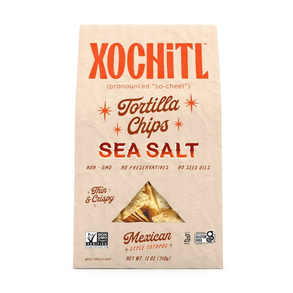 Xochitl Sea Salt White Corn Tortilla Chips, 12 oz Paper Bag
