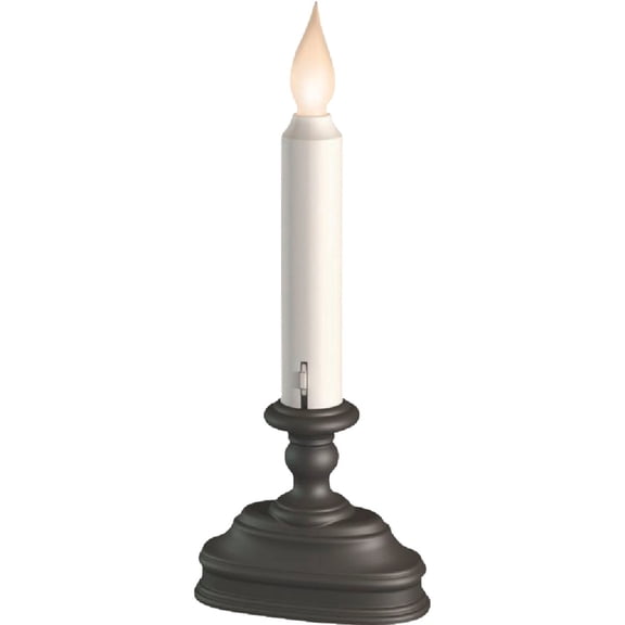 Battery Operated LED Flameless Window Candle Aged Bronze/Black Finish with Dusk to Dawn Sensor and White Flame