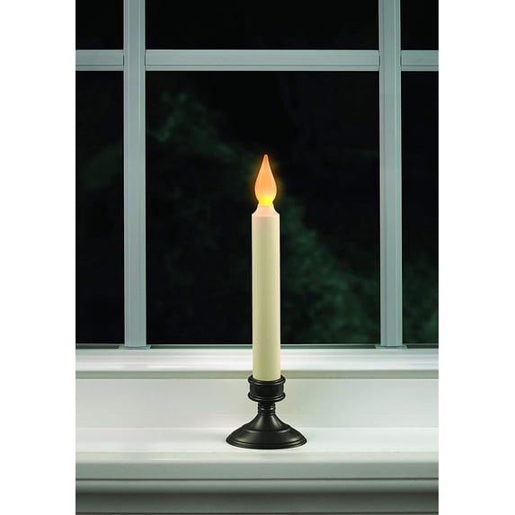 Xodus Innovations Battery Operated LED Window Candle, Dusk to Dawn Light Sensor, Aged Bronze Base, Amber Flicker Flame 4 Pack