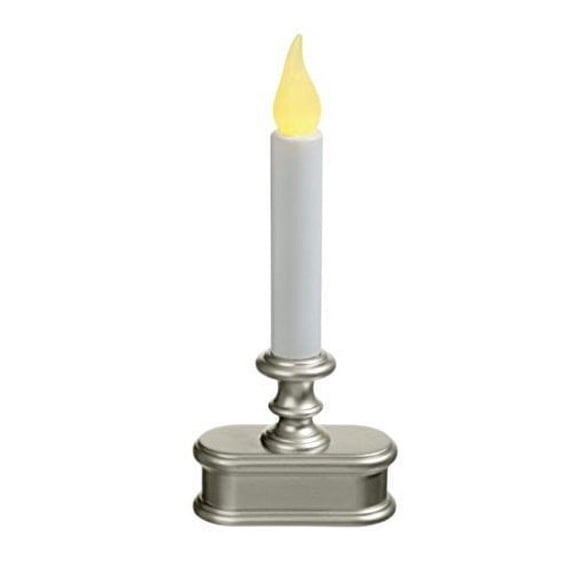 Xodus Innovations FPC1220P LED Christmas Window Candle with Light Sensor, Pewter Base, Orange Flame