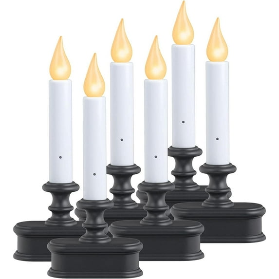 Xodus Innovations FPC1221A-6 Battery Operated LED Dusk to Dawn Window Candle with Amber Steady On or Flicker Flame, Black/Antique Bronze Pack of 6