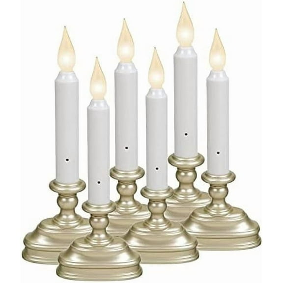 Xodus Innovations FPC1320P-6 LED Window Candle, Battery-Operated, Amber/White Flame, Pewter, 6-Pack