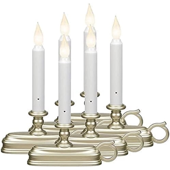 Xodus Innovations FPC1325P-6 Battery Operated LED Window Candle, FPC1325P-6, Pewter/Silver Finish, New Hot Spot Technology, Dusk to Dawn Sensor, Choice of White or Amber Flame, Pack of 6