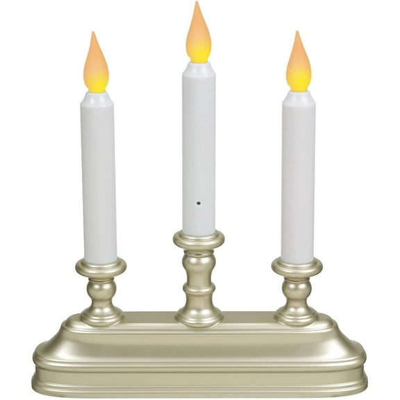 Xodus Innovations FPC1330P 10 in. Dual Color LED Battery Operated 3 Candelabra Base with Dusk to Dawn Sensor, Pewter/Silver