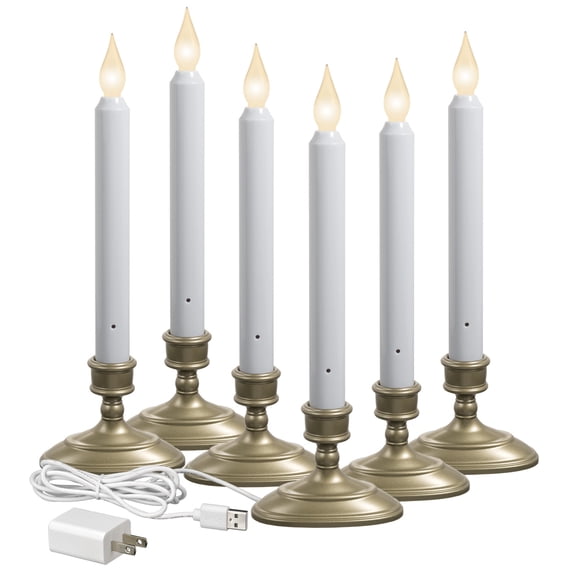 Plug-In Flameless Window Candle, Dusk to Dawn, Extra Bright, Pewter, 6-Pack