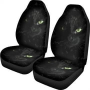 Xoenoiee 2 Pieces Car Seat Covers Black Cat Print Auto Bucket Seat Cover Protector Universal Fit for Cars, SUV, Sedan, Van, Trucks