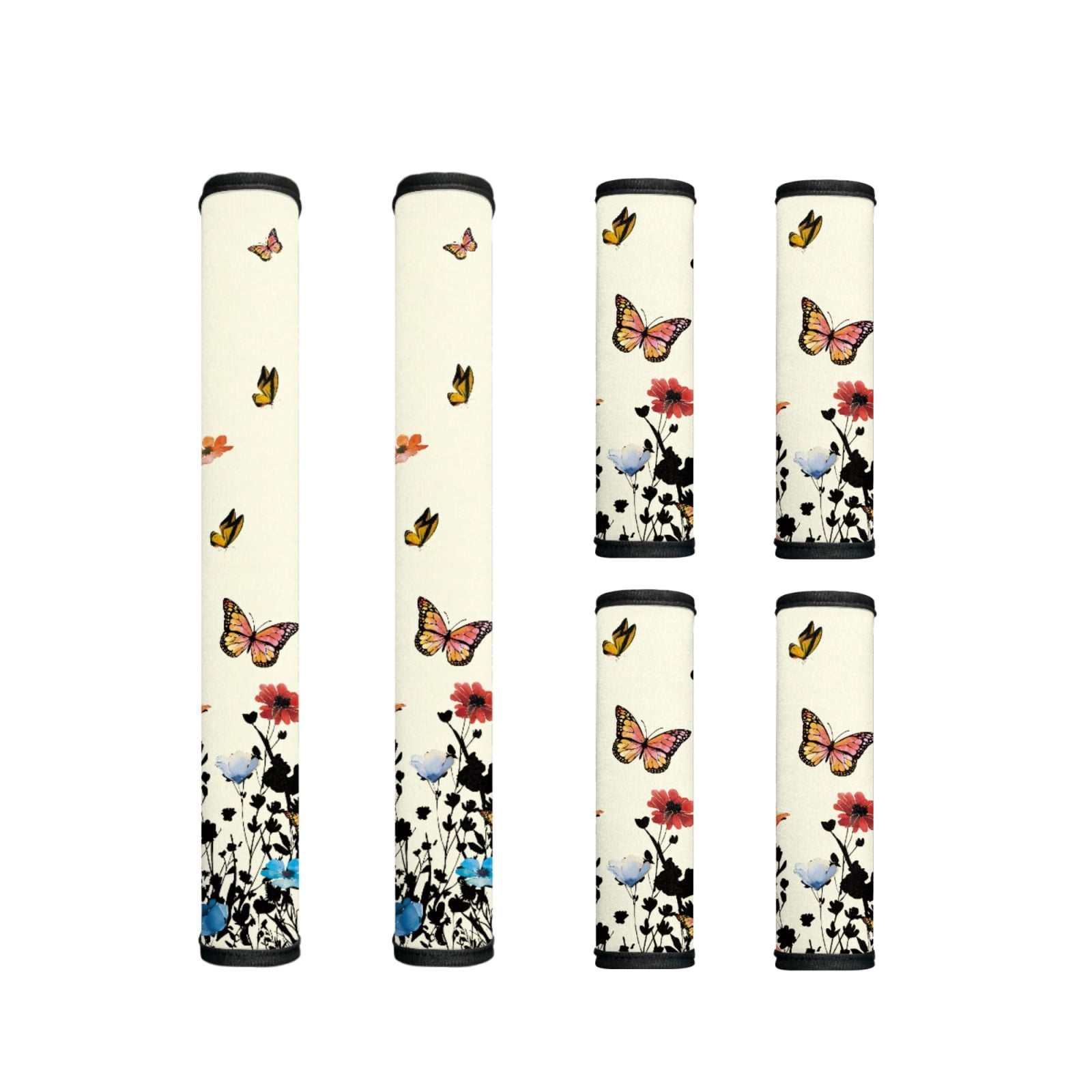 Xoenoiee 6 PCS Refrigerator Door Handle Covers Protective Neoprene Kitchen Appliances Handle Sleeve Fridge Microwave Stove Dishwasher Handle Gloves Protector Home Decor, Butterfly Floral Beige