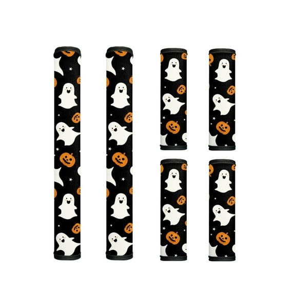Xoenoiee 6 PCS Refrigerator Door Handle Gloves Washable Neoprene Kitchen Appliance Covers Fridge Dishwasher Oven Protective Decor Prevent Drips Fingerprints, Ghost Pumpkin Black Halloween