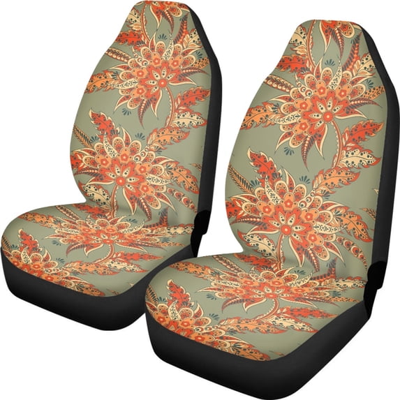 Xoenoiee Abstract Floral Print Universal Fit 2pc Front Seat Covers for Car Bucket Seat Cover Automotive Seat Cover Saddle Blanket for Car SUV & Truck Vans