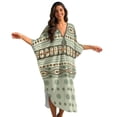 thumbnail image 1 of Xoenoiee Abstract Geometry Polka Dots Striped Pattern Women Kaftan Dresses Plus Size Swimsuit Coverup 2026 Summer Batwing Sleeve Bathing Suit V Neck Caftan Loungewear Beach Dress, 1 of 7