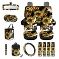 thumbnail image 1 of Xoenoiee American Sunflower Leopard Cow Print 15 PCS Car Seat Covers Set, Car Seat Protector Steering Wheel Cover Seat Belt Covers Trash Bin Sunglasses Pocket Rear View Mirror Cover Coasters, 1 of 7
