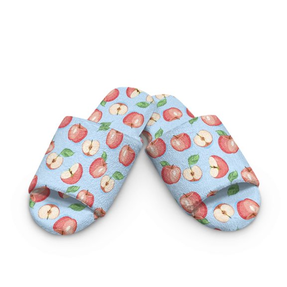 Xoenoiee Apple Print House Slippes for Women Men, Comfy Open Toe Bedroom House Shoes Slippers for Indoor and Outdoor, 7.5-8.5 Women/6.5-7.5 Men