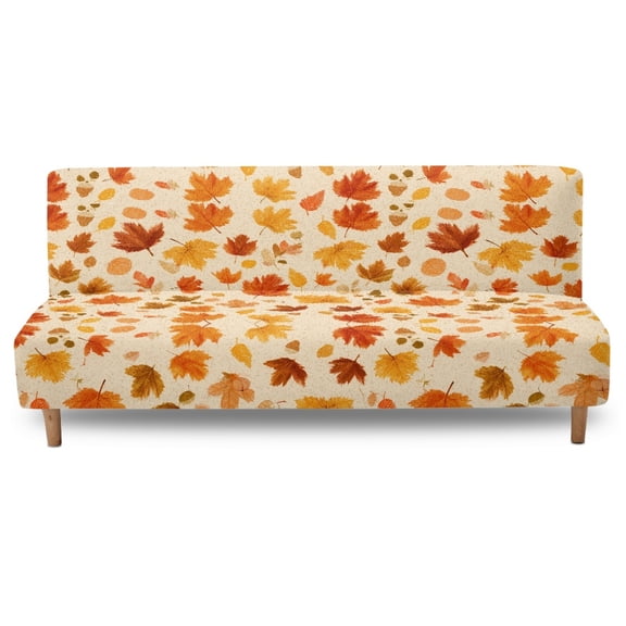 Xixirimido Armless Futon Cover Futon Slipcover Couch Cover Futon Sofa Bed Cover Furniture Protector with Elastic Bottom Machine Washable, Fall Maple Leaf