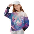 thumbnail image 1 of Xoenoiee Axolotl Bubble Coral Print Girls Oversized Sweatshirts Casual Long Sleeve Pullover Tops Crewneck Side Slit Sweatshirt Loose Y2k Trendy Outfits, 7-8 Years, 1 of 7