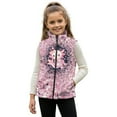 thumbnail image 1 of Xoenoiee Axolotl Cherry Blossom Print Girls Fleece Vest, Lightweight Sleeveless Zip-Up Stand Collar Jacket with Pockets for Fall Winter Warm Outerwear, Size 3T, 1 of 7