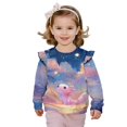 thumbnail image 1 of Xoenoiee Axolotl Star Cloud Print Baby Girl Oversized Sweatshirt Ruffle Long Sleeve Crewneck Pullover Sweater Tops Toddler Fall Clothes, Size 7-8 Years, 1 of 7