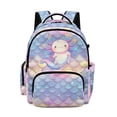 thumbnail image 1 of Xoenoiee Axolotl Star Mermaid Scale Print Kids School Backpack for Girls Kindergarten Primary School Backpacks Teens Bookbag Schoolbag Casual Travel Daypack Junior School Student Bag, 1 of 7