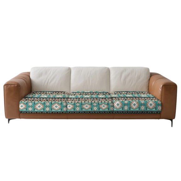 Xoenoiee Aztec American Tribal Pattern Couch Cushion Covers Thick Velvet Fabric Washable Sofa Slipcovers 3 Pieces Individual Sectional Couch Covers with Elastic Bottom