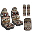 thumbnail image 1 of Xoenoiee Aztec Southwest American Tribal Pattern Car Accessories Set of 5, PU Leather Front Seat Covers, Seatbelt Covers and Center Console Armrest Cover, Universal Fit for Most Vehicles, 1 of 7