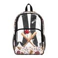 thumbnail image 1 of Xoenoiee Baseball Bat Hat Print Clear Backpack for Middle School Teens 17" Heavy Duty Waterproof PVC See Through Transparent Bookbag, Large Capacity School Bag with Adjustable Straps for Boys, 1 of 7